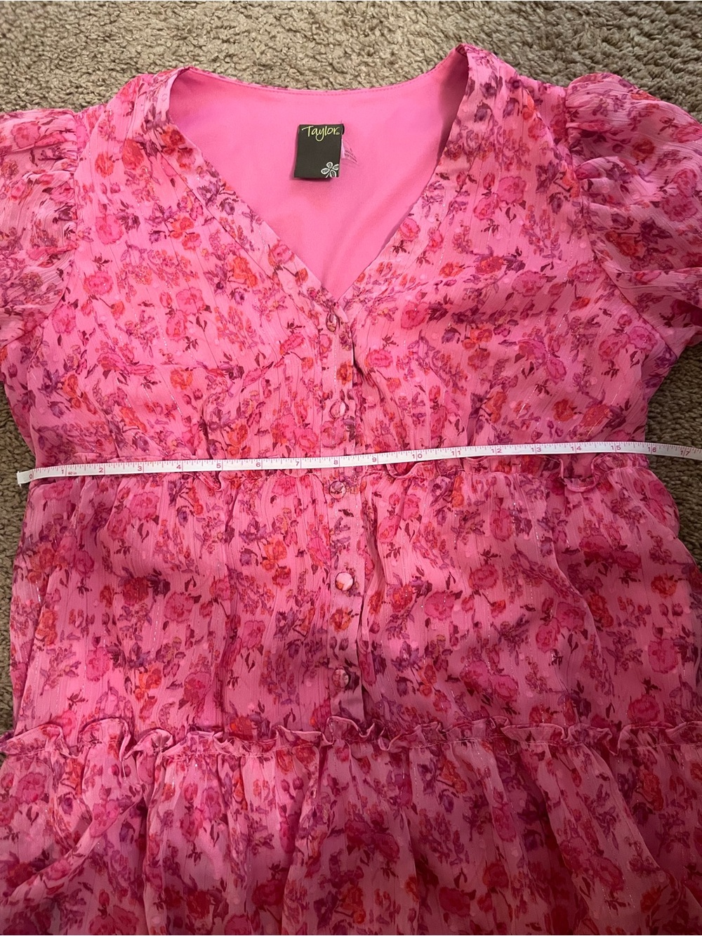 Taylor Pink Floral Ruffle Sundress - Cottagecore Style - Picture 11 of 11